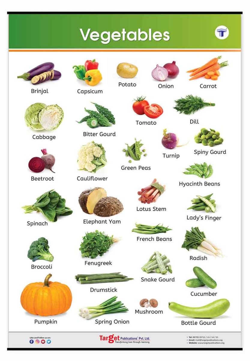 Vegetable Names Learning Chart | Educational Learning Chart for Kids ...