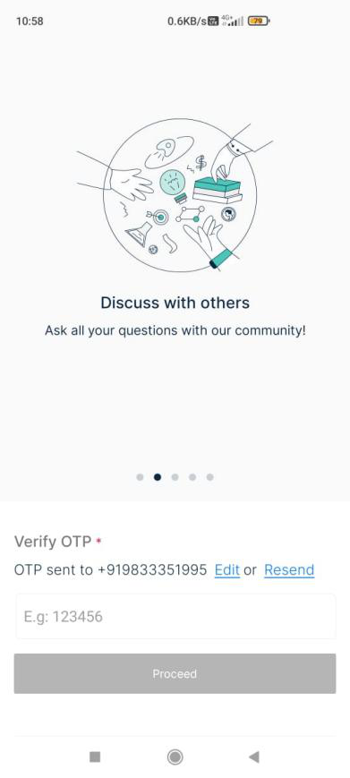 Enter an OTP to complete registration on Quill App to access online Mock tests
