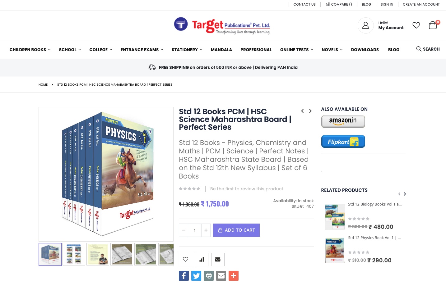 Product Detail Page Screenshot - Target Publications